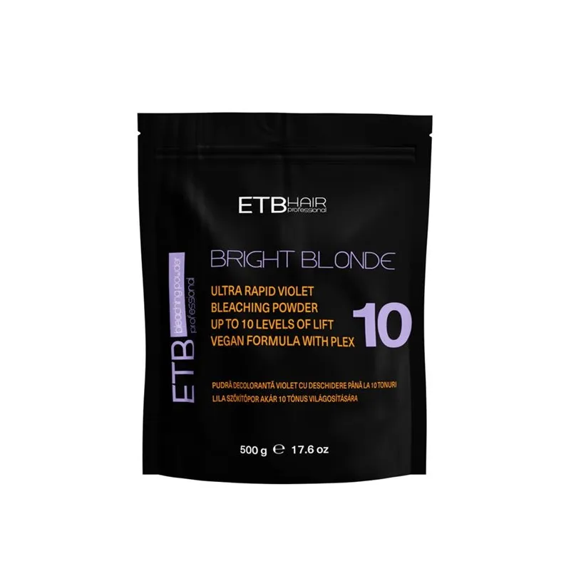 ETB Hair Bright Blonde Violet Plex 10 – Pudră Decolorantă Vegană Profesională cu deschidere de până la 10 tonuri 500 gr