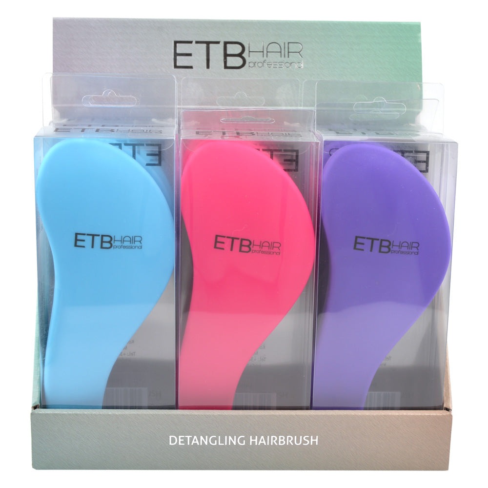 ETB Hair Professional Display with 9 Colored Detangling Brushes