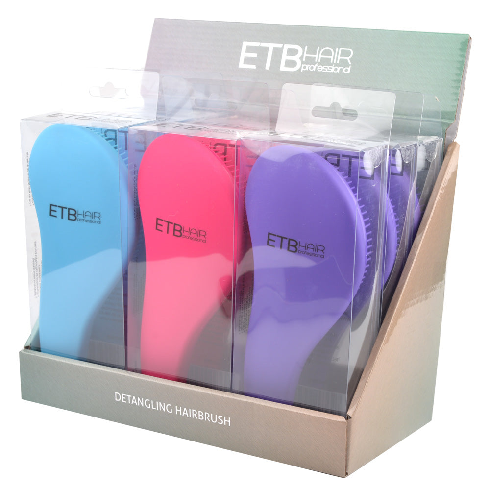 ETB Hair Professional Display with 9 Colored Detangling Brushes