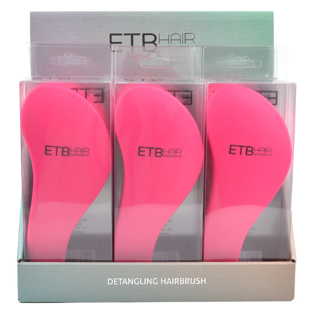 ETB Hair Professional Display with 9 Pink Detangling Brushes