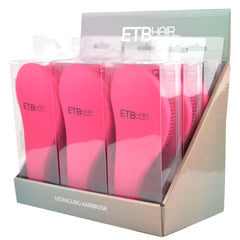 ETB Hair Professional Display with 9 Pink Detangling Brushes